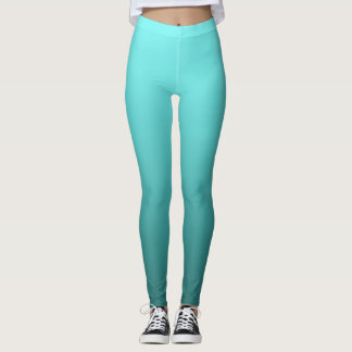 Aqua Blue Teal Turquoise Dipped Ombre Leggings