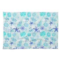 Aqua-blue-teal watercolor seashell-w/custom name