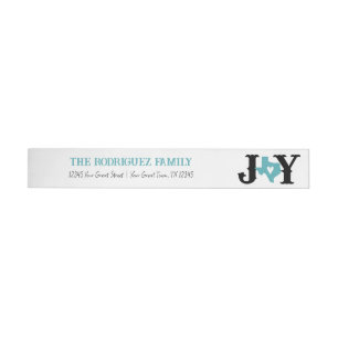 Aqua Blue Texas JOY Holiday Wrap Around Label