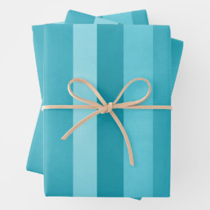 Aqua Blue Textured Stripes Pattern Wrapping Paper Sheet