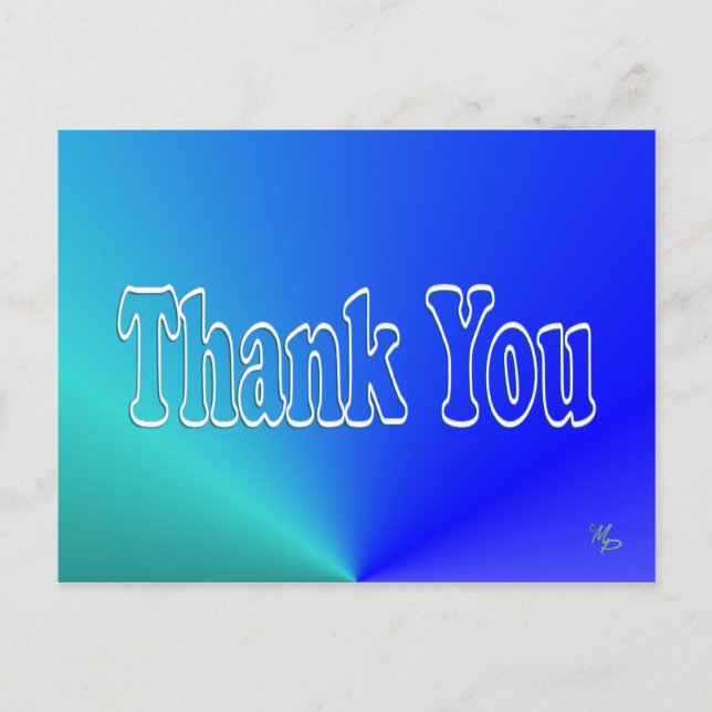 Aqua-Blue Thank You -blank Postcard (Front)