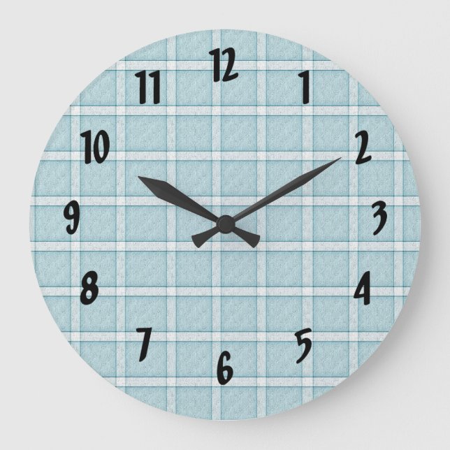 Aqua Blue Tile Pattern Large Clock (Front)
