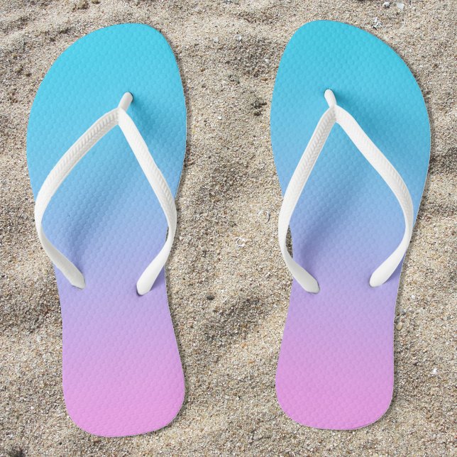 Aqua Blue to Pink Gradient Jandals (Aqua Blue to Pink Ombre Flip Flops for Her)