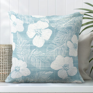 Aqua Blue Tropical Throw Pillow