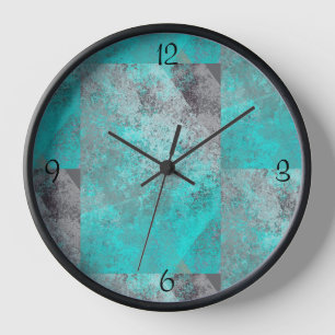 Aqua Blue Turquoise and Gray Distressed Clock