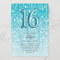 Aqua Blue Twinkle Light Foil Balloon 16th Birthday
