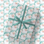 Aqua Blue Vintage Wink Santa Claus Christmas Gift Wrapping Paper<br><div class="desc">custom roll of holiday wrapping paper adorned in a unique vintage and adorable retro graphic of santa winking wearing a pretty robins egg blue / almost minty green coloured hat ,  featured in a seamless pattern print format. and maintains a monochromatic colour pallet</div>