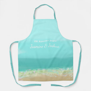 Aqua blue water/painted beach seashore apron
