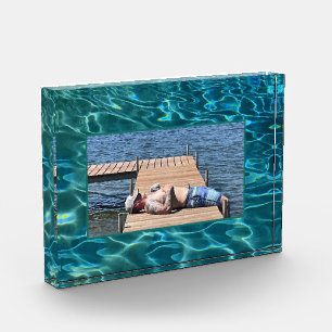 Aqua Blue Water Pattern, rippling ocean waves Photo Block