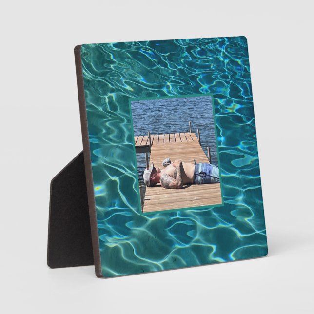 Aqua Blue Water Pattern, rippling ocean waves Plaque (Front)