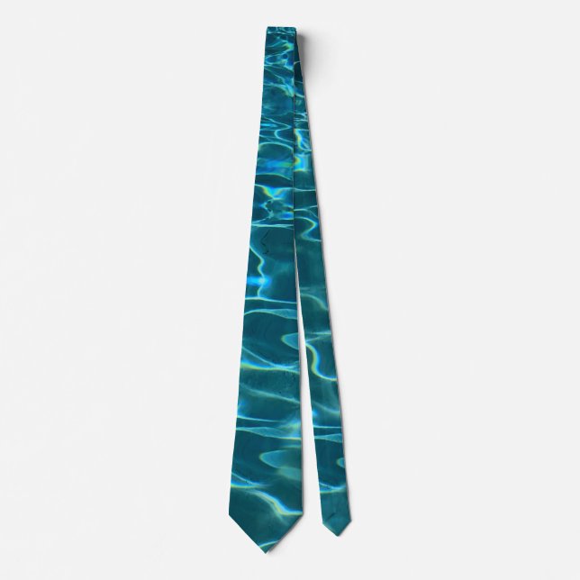 Aqua Blue Water Pattern Tie (Front)