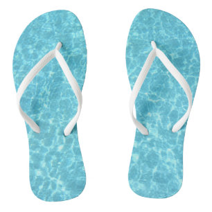 Aqua Blue Water White Slim Straps Adult Trendy Jandals