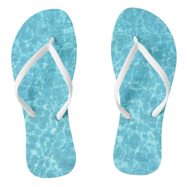 Aqua Blue Water White Slim Straps Adult Trendy Jandals (Footbed)