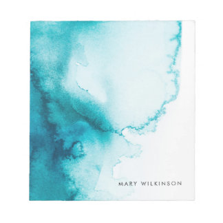 Aqua Blue Watercolor Background Notepad