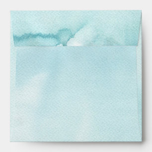 Aqua Blue Watercolor Painted Envelope