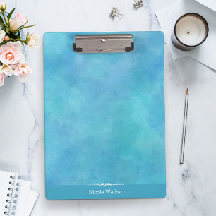 Aqua Blue Watercolor Personalised Clipboard