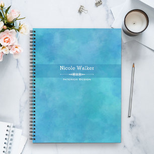 Aqua Blue Watercolor Personalised Notebook
