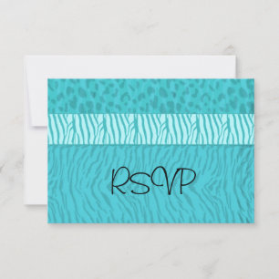 Aqua Blue Wedding RSVP Card