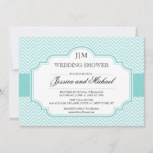 Aqua Blue Wedding Shower Invitations