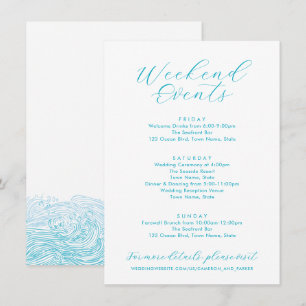Aqua Blue Weekend Events Ocean Waves Beach Wedding Enclosure Card