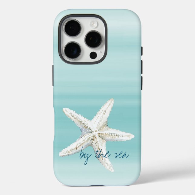 Aqua Blue White Beach Starfish       Case-Mate iPhone Case (Back)