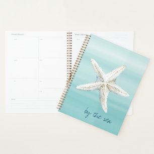 Aqua Blue White Beach Starfish Planner