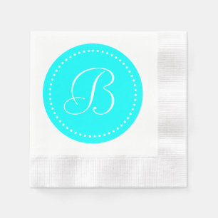 Aqua Blue/White Dot Monogram Napkin