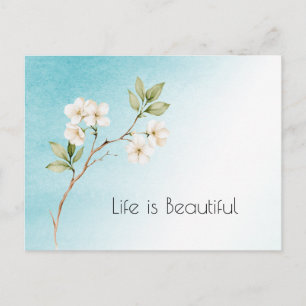 Aqua Blue White Floral Postcard