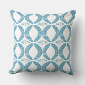 Aqua Blue & White Geometric Throw Pillow
