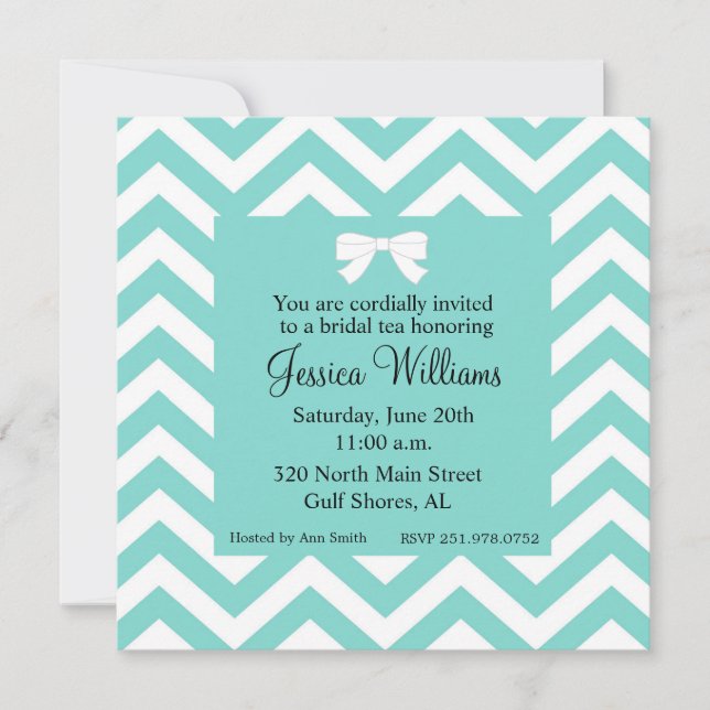 Aqua Blue & White Invitation (Front)
