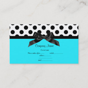 AQUA BLUE WHITE POLKA DOT BOW BUSINESS CARD