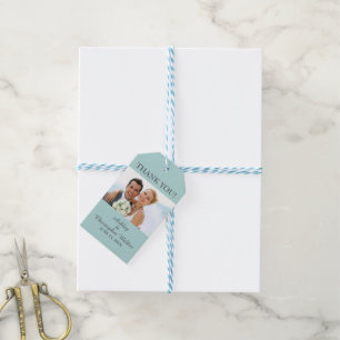 Aqua Blue White Tropical Wedding Thank You Gift Tags