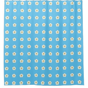 aqua blue yellow and white Buttercup Flowers Shower Curtain
