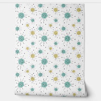 Aqua Blue Yellow Franciscan Starburst Mid Century