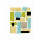 Aqua Blue Yellow Rectangles Starburst Mid Century