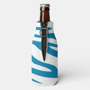 Aqua Blue Zebra Print Bottle Cooler