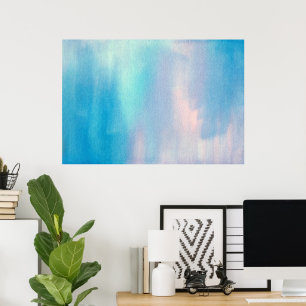 'Aqua Blush Abstract' Watercolor Poster