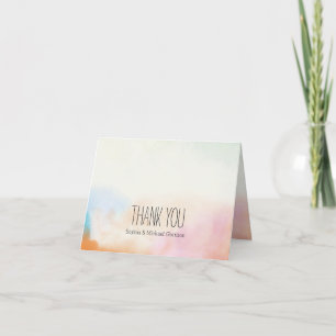 Aqua Blush Pink Orange Tie Dye Watercolor Thank You Card
