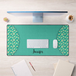 Aqua Boho Design Your Name Desk Mat