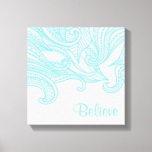 Aqua Boho Style Wall Decor Canvas Print (Front)
