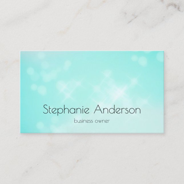 Aqua Bokeh Business Owner Card (Front)