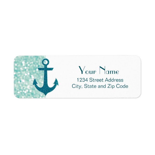 Aqua Bokeh Nautical Glitter Anchor (Front)