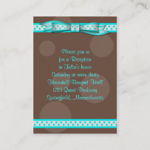 Aqua & Brown Polka Dots Bat Mitzvah Reception Card