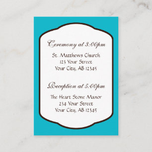 Aqua Brown & White Wedding Guest Reference Cards