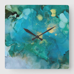 Aqua Brume I Square Wall Clock