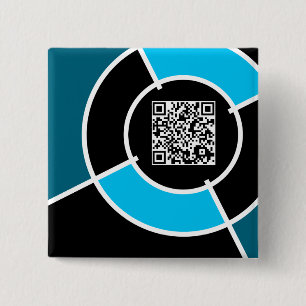 aqua bullseye QR code 15 Cm Square Badge