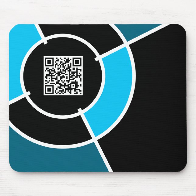 aqua bullseye QR code Mouse Pad (Front)