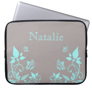 Aqua Butterfly Floral Electronics Sleeve