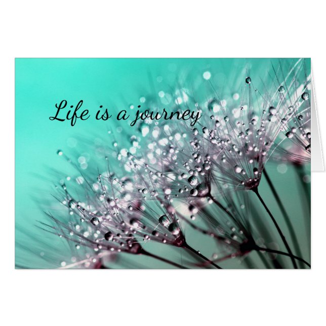 Aqua Cactus Bonsai Bloom Any Occasion Card (Front Horizontal)