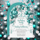 Aqua Celebration Balloons 21st Birthday Party Invitation<br><div class="desc">Celebrate in style with this vibrant and eye-catching 21st birthday party invitation, featuring a stunning cascading balloon arch design in shades of teal, aqua, and accented with white and grey. The bold '21' at the centre adds a playful yet chic touch, perfectly setting the tone for a memorable celebration. The...</div>
